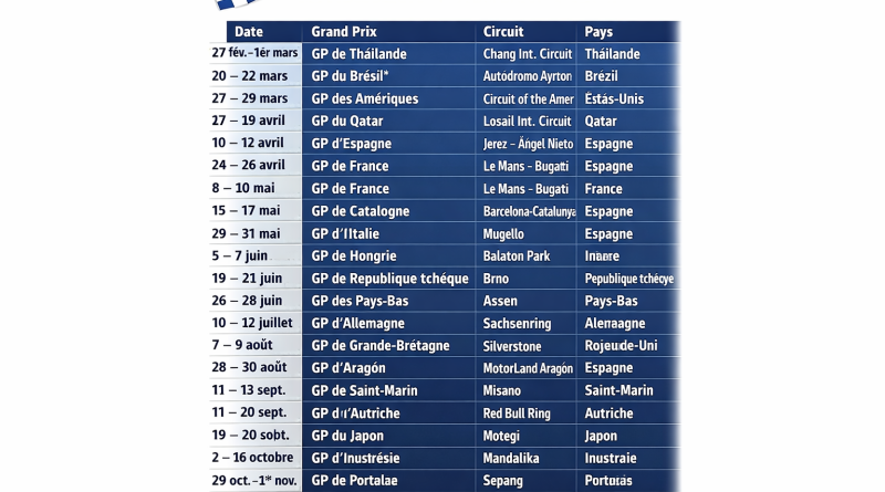 Calendrier motogp 2026
